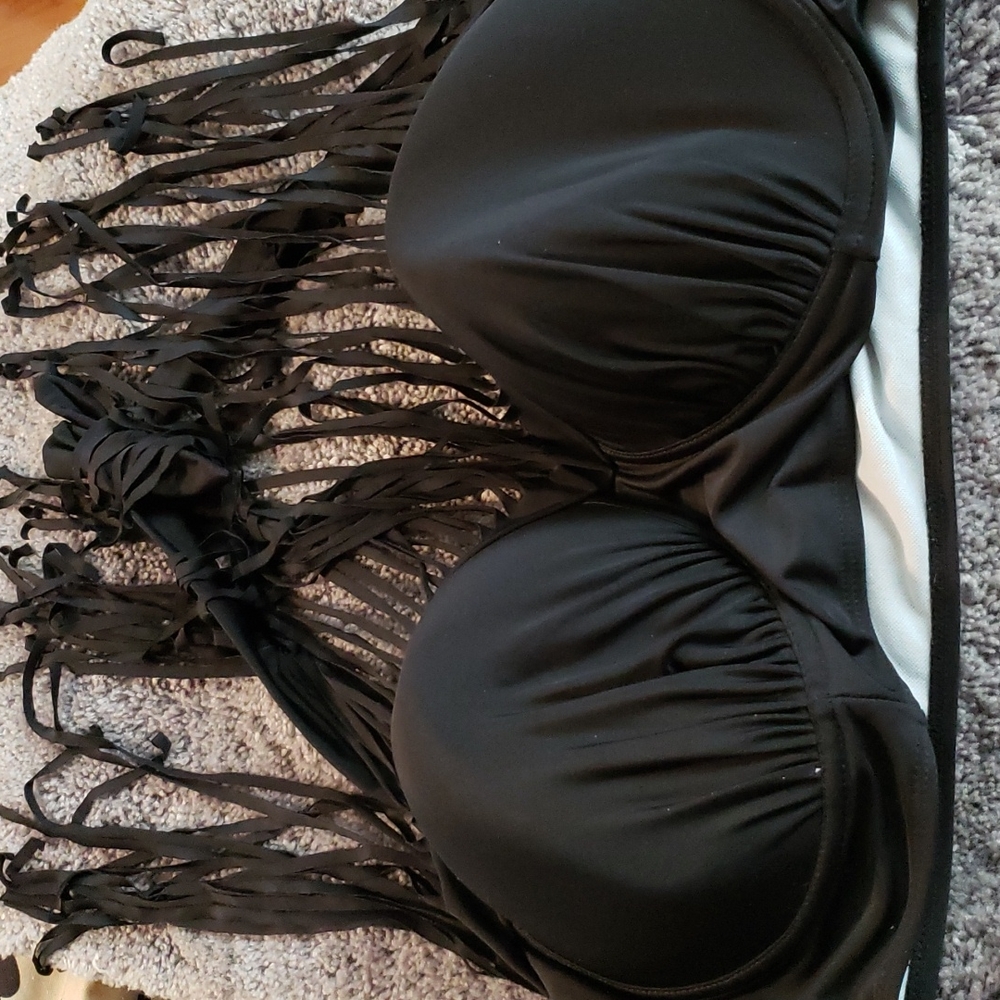 Fringe Bikini Halter Top Black XXXL - Picture 5 of 9